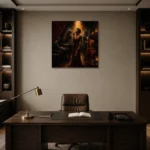 Jazz Vocalist Spotlight Jazz Wall Art Canvas Print displayed in a contemporary gallery-inspired room