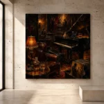 Cozy Vintage Jazz Lounge Jazz Wall Art Canvas Print - Image 3