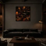 Cozy Vintage Jazz Lounge Jazz Wall Art Canvas Print shown in a warm modern interior