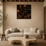 Cozy Vintage Jazz Lounge Jazz Wall Art Canvas Print presented in a sophisticated home setting