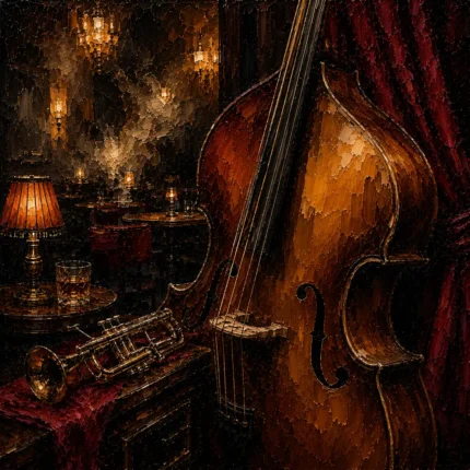 Elegant Upright Bass Jazz Wall Art Canvas Print