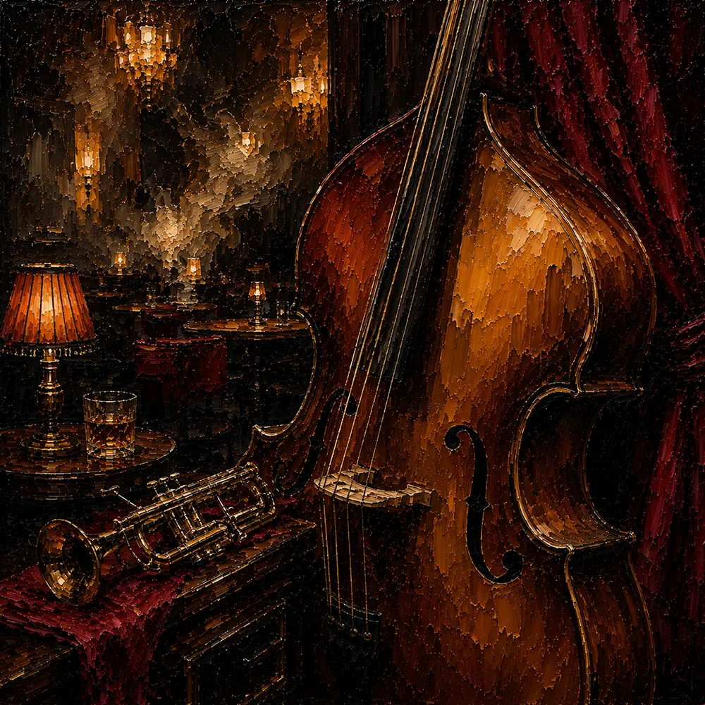 Elegant Upright Bass Jazz Wall Art Canvas Print
