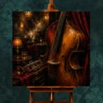 Elegant Upright Bass Jazz Wall Art Canvas Print - Image 2