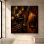 Elegant Upright Bass Jazz Wall Art Canvas Print - Image 3