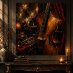 Elegant Upright Bass Jazz Wall Art Canvas Print - Image 4