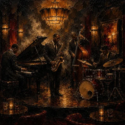 Art Deco Jazz Quartet Jazz Wall Art Canvas Print