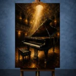 Golden Concert Grand Piano Wall Art Canvas Print - Image 2