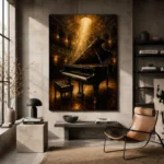 Golden Concert Grand Piano Wall Art Canvas Print - Image 3