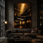 Golden Concert Grand Piano Wall Art Canvas Print - Image 4