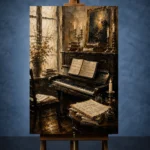 Vintage Composition Studio Piano Wall Art Canvas Print - Image 2