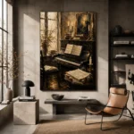Vintage Composition Studio Piano Wall Art Canvas Print - Image 3