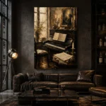 Vintage Composition Studio Piano Wall Art Canvas Print - Image 4