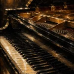 Golden Piano Keys Piano Wall Art Canvas Print