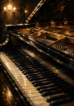 Golden Piano Keys Piano Wall Art Canvas Print