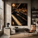 Golden Piano Keys Piano Wall Art Canvas Print - Image 3