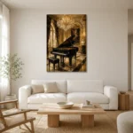 Grand Piano Recital Room Piano Wall Art Canvas Print styled in a refined neutral interior