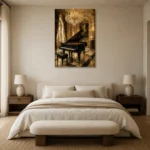 Grand Piano Recital Room Piano Wall Art Canvas Print showcased in an elegant minimalist interior