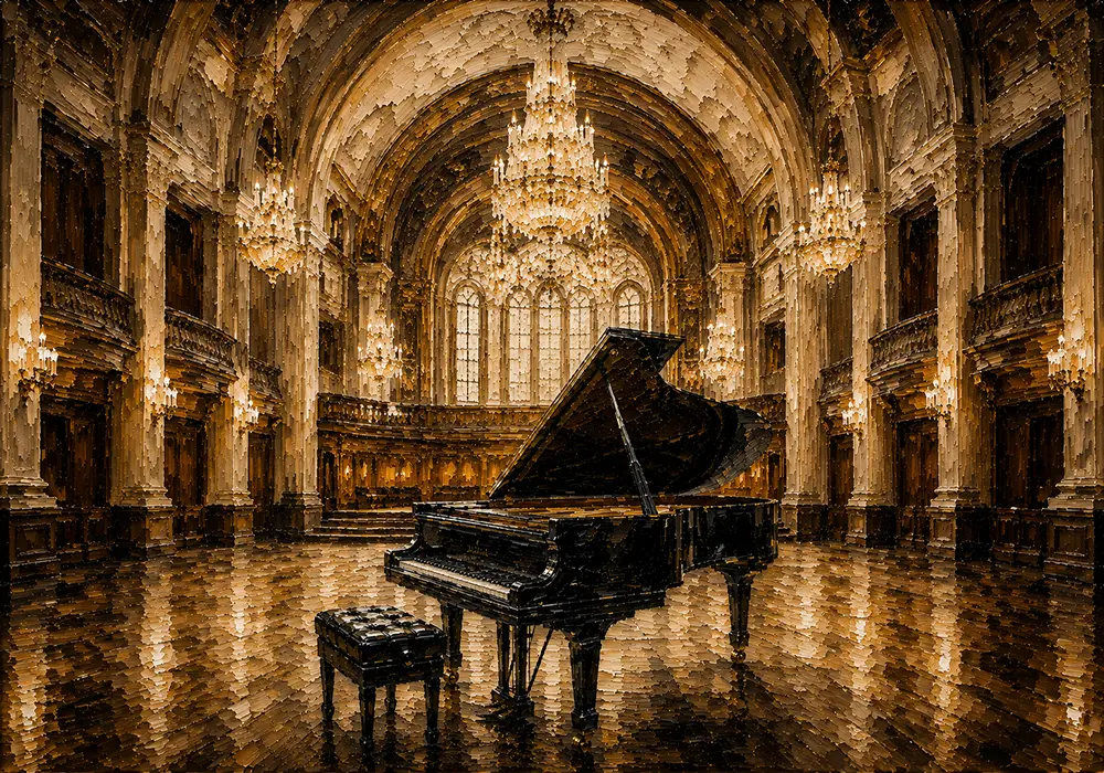 Grand Concert Hall Piano Wall Art Canvas Print