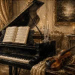 Vintage Piano Still Life Wall Art Canvas Print