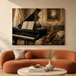 Vintage Piano Still Life Wall Art Canvas Print - Image 3