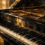 Golden Piano Keys Wall Art Canvas Print