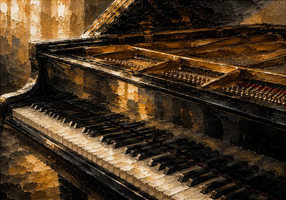Golden Piano Keys Wall Art Canvas Print