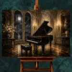 Moonlit Recital Piano Wall Art Canvas Print - Image 2