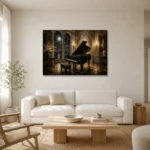 Moonlit Recital Piano Wall Art Canvas Print styled in a refined neutral interior