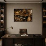 Craftsman’s Atelier Piano Wall Art Canvas Print displayed in a contemporary gallery-inspired room