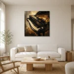Elegant Grand Piano Wall Art Canvas Print styled in a refined neutral interior