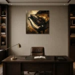 Elegant Grand Piano Wall Art Canvas Print displayed in a contemporary gallery-inspired room