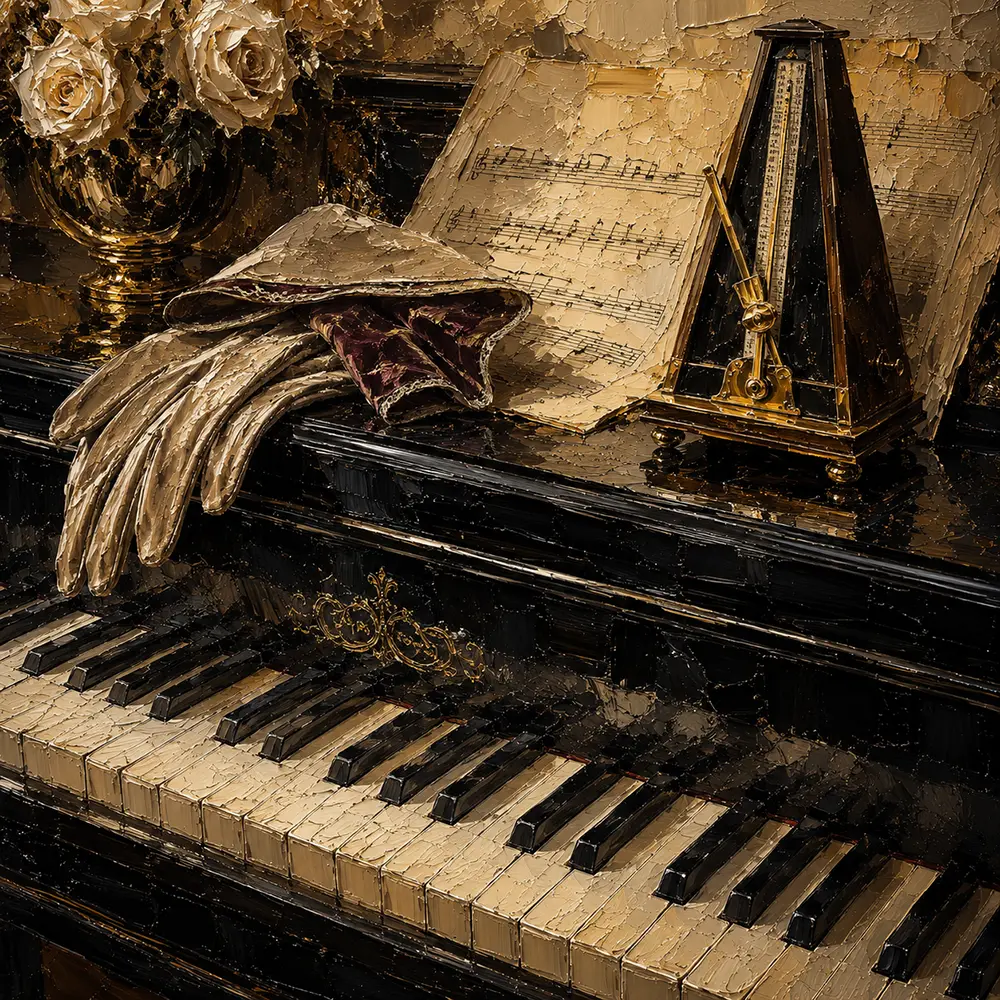 Antique Piano Still Life Wall Art Canvas Print