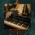 Antique Piano Still Life Wall Art Canvas Print - Image 2