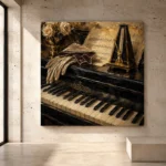 Antique Piano Still Life Wall Art Canvas Print - Image 3