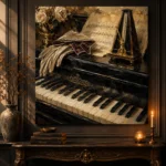 Antique Piano Still Life Wall Art Canvas Print - Image 4