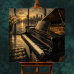 Contemporary Dusk Piano Wall Art Canvas Print - Image 2