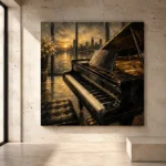 Contemporary Dusk Piano Wall Art Canvas Print - Image 3