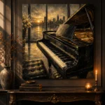 Contemporary Dusk Piano Wall Art Canvas Print - Image 4