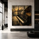 Contemporary Dusk Piano Wall Art Canvas Print - Image 5