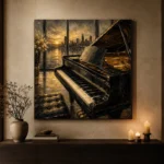Contemporary Dusk Piano Wall Art Canvas Print - Image 7