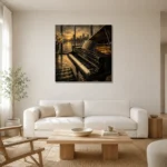 Contemporary Dusk Piano Wall Art Canvas Print styled in a refined neutral interior