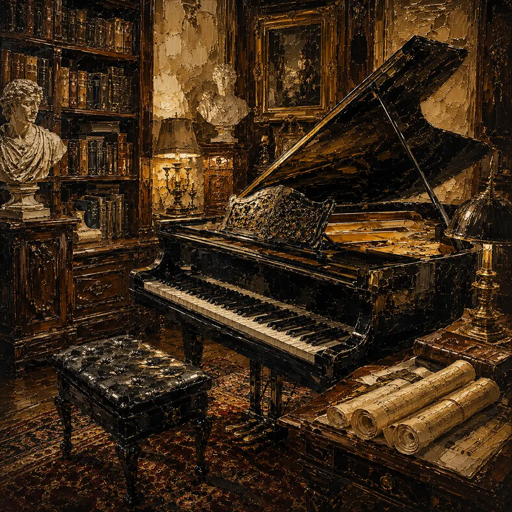 Timeless Music Studio Piano Wall Art Canvas Print