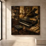 Timeless Music Studio Piano Wall Art Canvas Print - Image 3