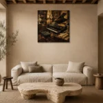 Timeless Music Studio Piano Wall Art Canvas Print presented in a sophisticated home setting