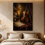 Candlelit Violin Still Life Wall Art Canvas Print - Image 6