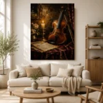 Candlelit Violin Still Life Wall Art Canvas Print - Image 7