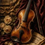 Burgundy Baroque Violin Wall Art Canvas Print