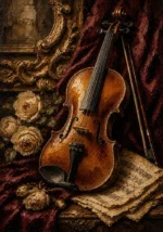 Burgundy Baroque Violin Wall Art Canvas Print