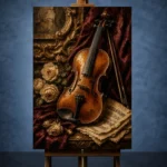 Burgundy Baroque Violin Wall Art Canvas Print - Image 2