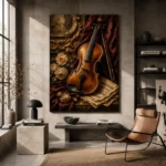 Burgundy Baroque Violin Wall Art Canvas Print - Image 3